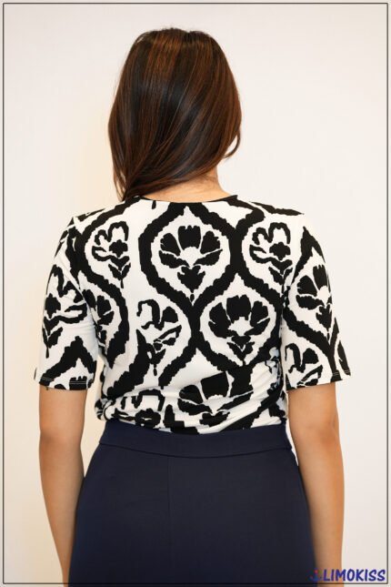 Abstract Black & White Blouse - 5454