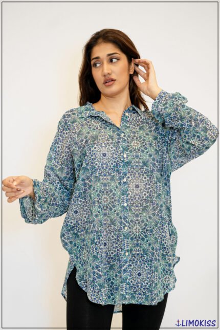 Pattern Button Blouse