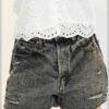 Black Distressed Denim Shorts - 5658