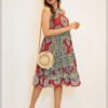 Bohemian Print Halter Dress - 5756