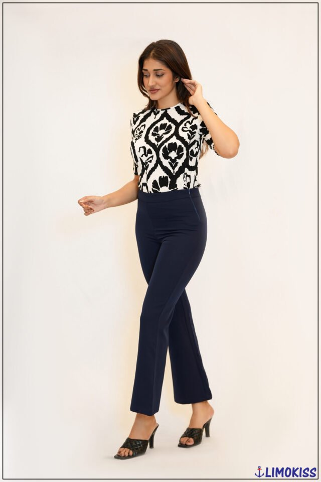 Navy Straight-Leg Trousers - 5847