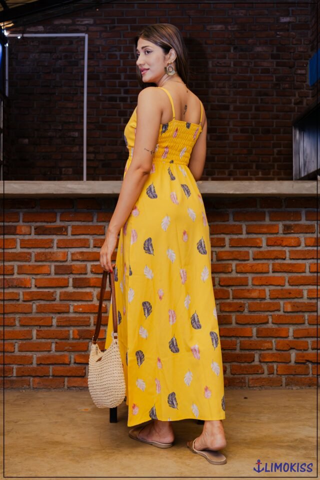 Henassy Yellow Layerd Linen Dress– Trendy Ladies Dress in Sri Lanka