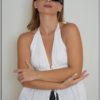 Breeze White Halter Crop