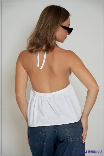 Breeze White Halter Crop
