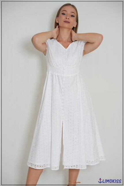 White Eyelet Midi Dress