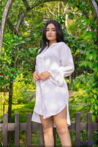 Pleated Sleeve Shirt Dress