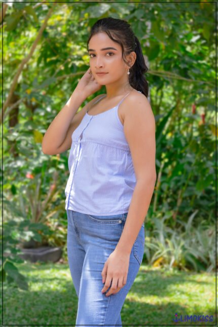 Button-Front Spaghetti Strap Top
