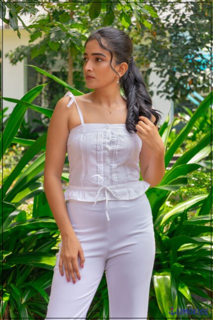 Tie-Strap Lace Trim Top