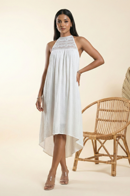 Lace Halter Midi Dress