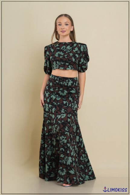 Floral Crop & Skirt Set