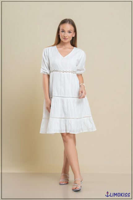 Lace Trim V-Neck Dress