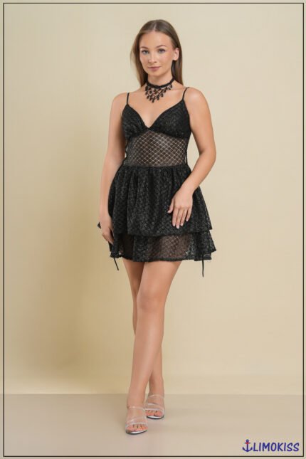 Sleeveless Sheer Layered Mini Dress