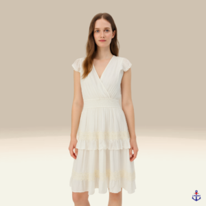 Ivory Flutter Sleeve Ruffle Dress