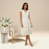 Ivory Flutter Sleeve Ruffle Dress