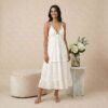 Cutlone Skinny Frock - White Three-Quarter Dress | Limokiss Sri Lanka
